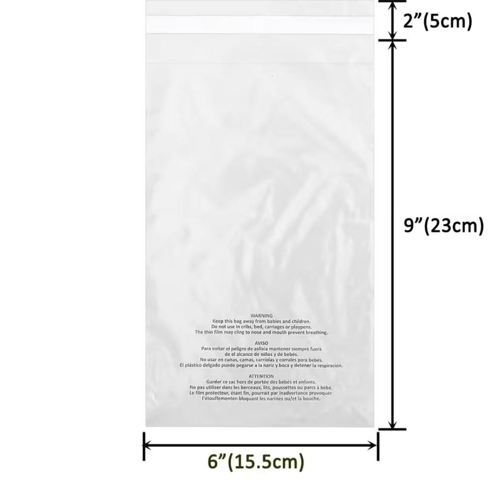 BuyNow 100✨️ 6x9 Clear Warning Self Seal Poly Bags